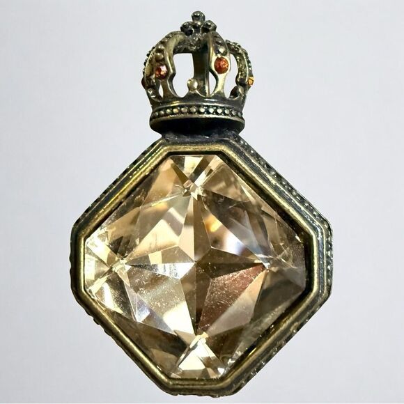 ROYAL CROWN BRONZE PENDANT – LARGE FAUX DIAMOND HEXAGON - Picture 1 of 17